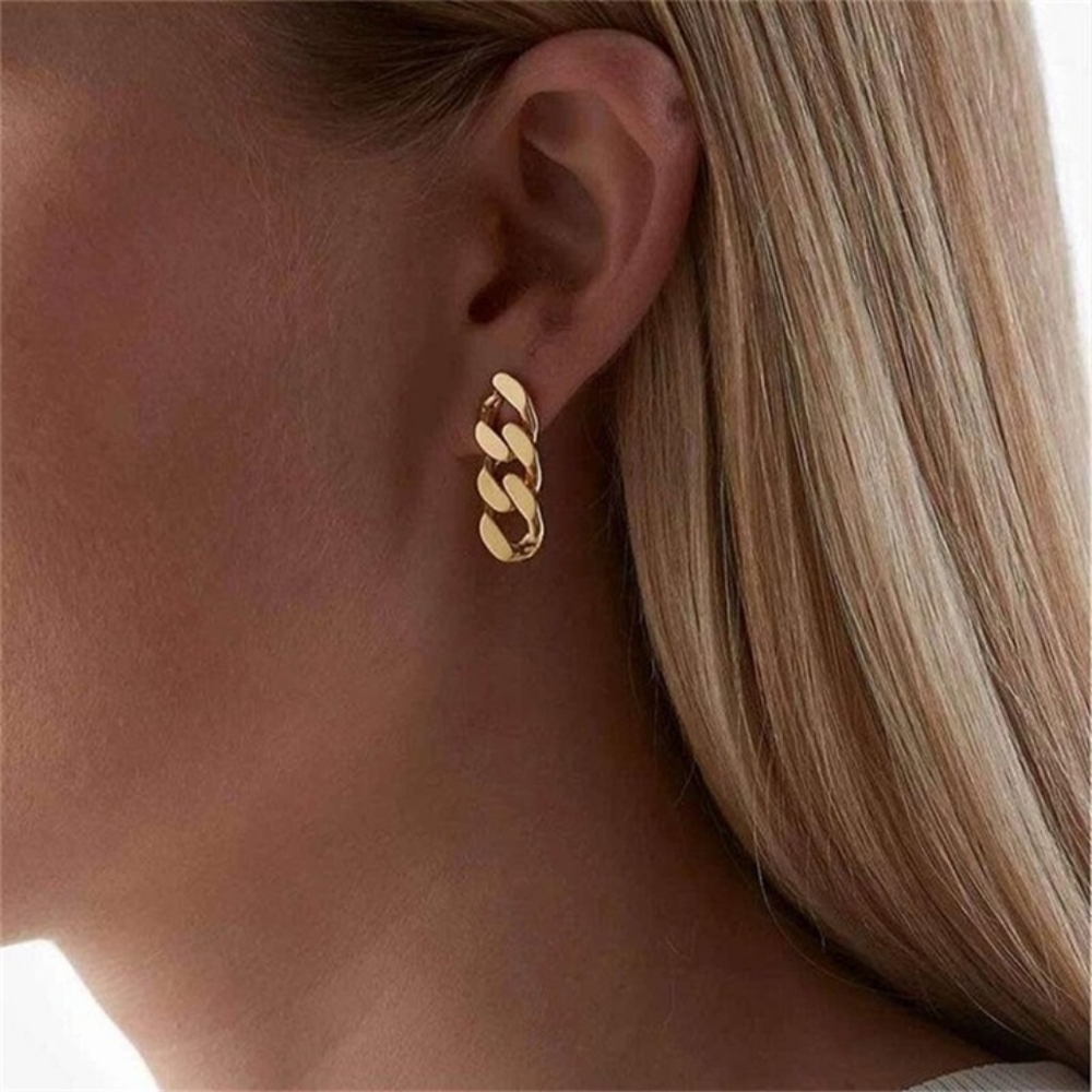Cuban Link Chain Stud Earrings